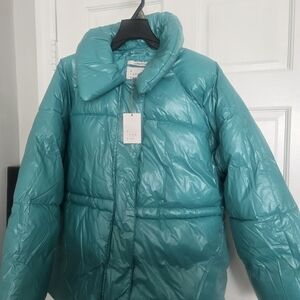 Teal Puffer Jacket Water Resistant